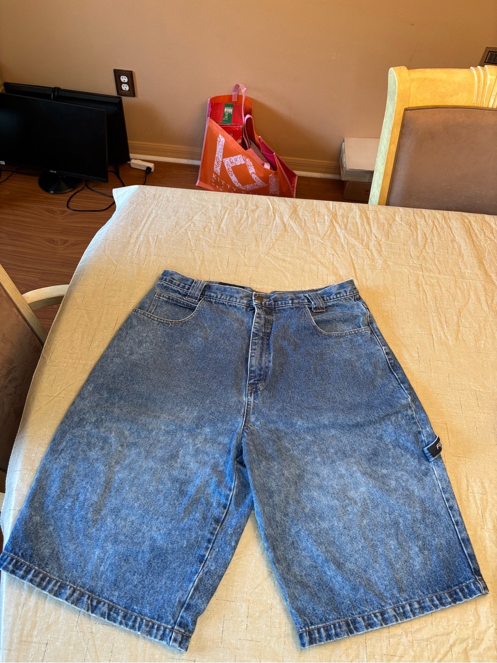 Vintage FUBU Carpenter Jorts Baggy Y2K Denim Shorts Mens 40 Hip Hop Streetwear